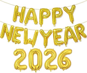 HAPPY NEW YEAR 2026 Gold Mini Letter Balloon Set